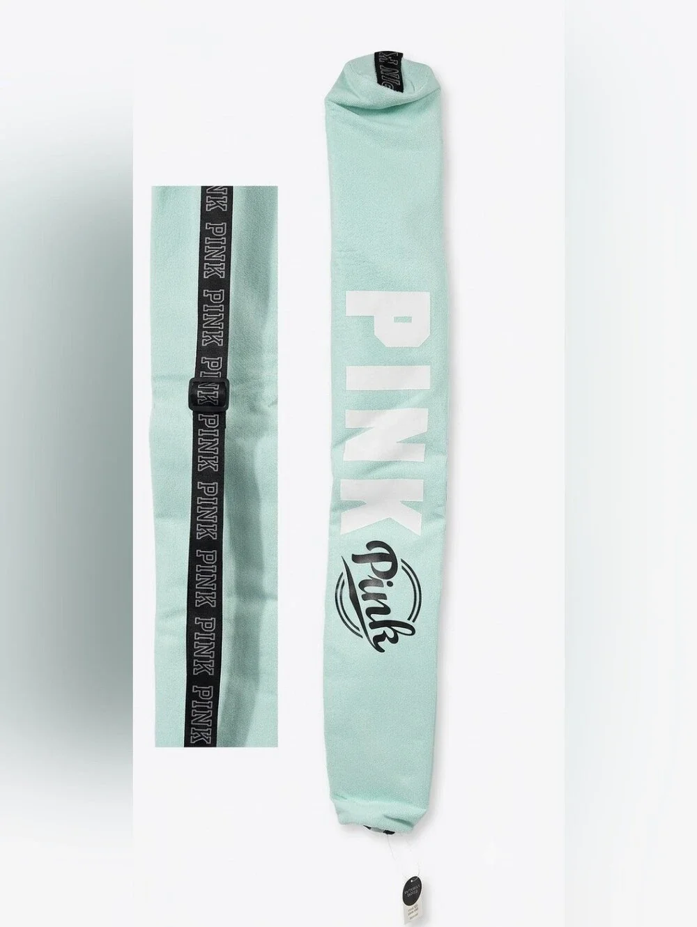 NWT VS PINK Insulated 6 Can Cooler Sling Bag Mint Green Black Logo Tube Carrier